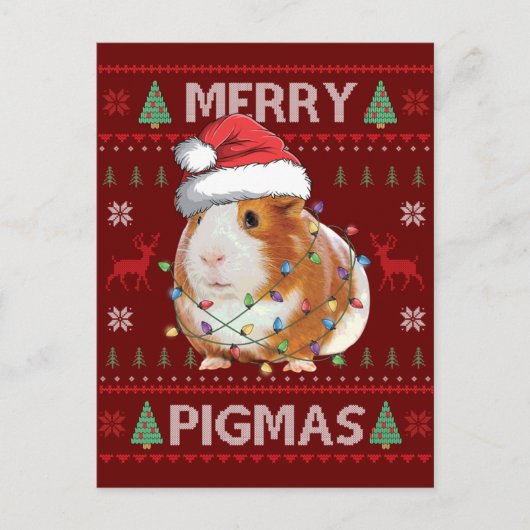 Guinee Pig Oegly met kerst Merry Pigmas Briefkaart (Voorkant)