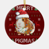 Guinee Pig Oegly met kerst Merry Pigmas Keramisch Ornament (Voorkant)