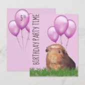 Guinee Pig Paarse Ballonnen Custom Verjaardag Kaart (Voorkant / Achterkant)