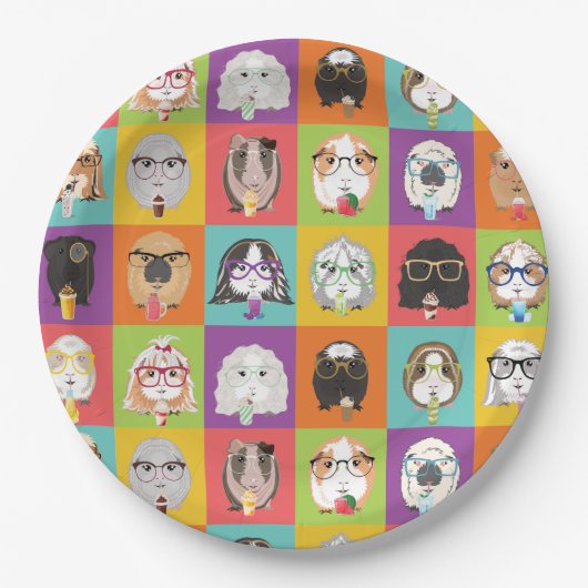 Guinee Pig Party Papier Borden Papieren Bordje (Voorkant)