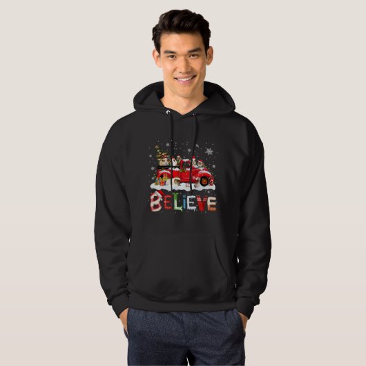 Guinee Pig Riding Rode Vrachtwagen Kerstboom Geloo Hoodie (Voorkant volledig)