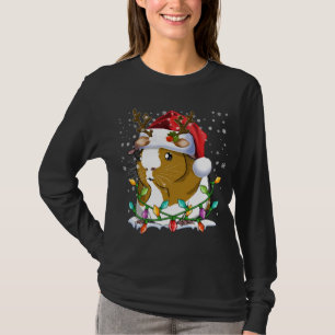 Guinee Pig Santa Hoed Kerstmis Lichten Familie Mat T-shirt