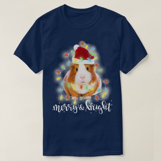 Guinee Pig Santa Santa Merry Bright Guinee T-shirt (Design voorkant)