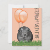 Guinee Pig Sinaasappel Ballonnen Custom Verjaardag Kaart (Voorkant)