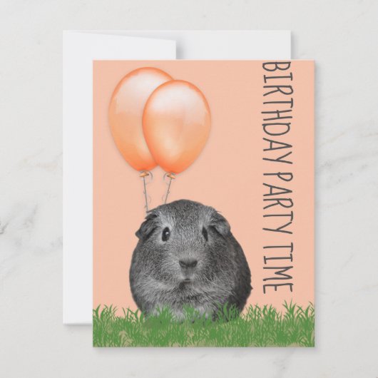 Guinee Pig Sinaasappel Ballonnen Custom Verjaardag Kaart (Voorkant)