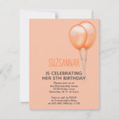 Guinee Pig Sinaasappel Ballonnen Custom Verjaardag Kaart (Achterkant)