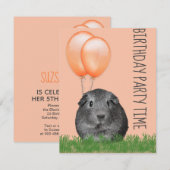 Guinee Pig Sinaasappel Ballonnen Custom Verjaardag Kaart (Voorkant / Achterkant)