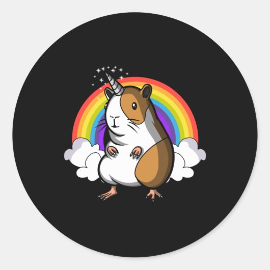 Guinee Pig Unicorn Ronde Sticker (Voorkant)