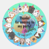 Guinee Pig Verjaardag Dank u Ronde Sticker (Voorkant)