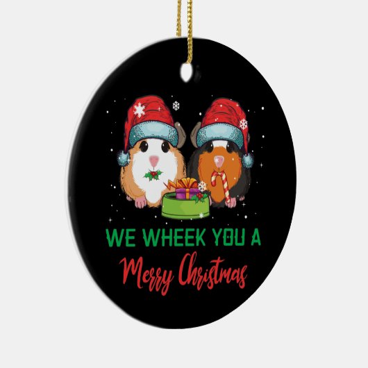 Guinee Pig Wheek je een prettige kerst Keramisch Ornament (Rechts)
