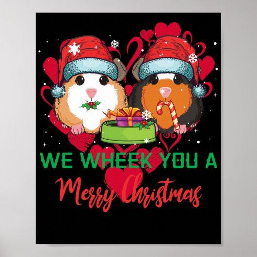 Guinee Pig Wheek je een prettige kerst Poster (Voorkant)