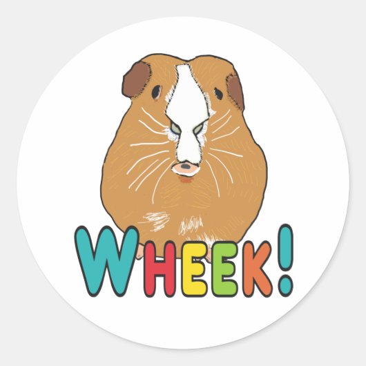 Guinee Pig Wheek Ronde Sticker (Voorkant)