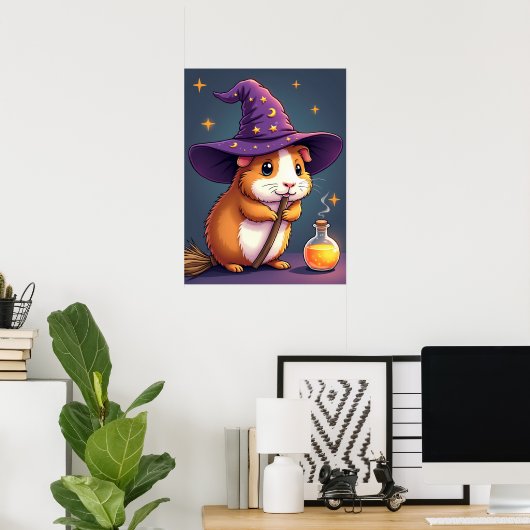 Guinee Pig Witch - Schattigee Dog Pop Art Poster (Thuiskantoor)