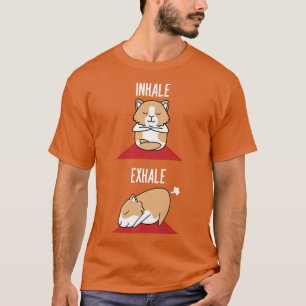 Guinee Pig Yoga Fart Funny Inhale Ehale Pet Positi T-shirt