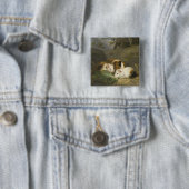 Guinee Pigs (door George Morland) Vierkante Button 5,1 Cm (In situ)
