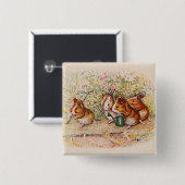 Guinee-Pigs in de tuin Vierkante Button 5,1 Cm (Voorkant /achterkant)