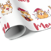 Guinee Pigs Merry Christmas Fun Rode Petten Grappi Cadeaupapier (Rol Hoek)