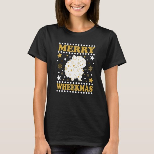 Guinee Pigs Merry Wheekmas kerstmis Cavy Guinee T-shirt (Voorkant)