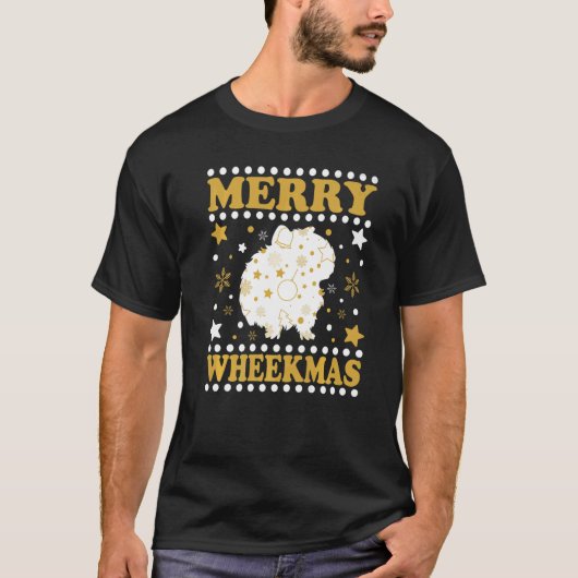 Guinee Pigs Merry Wheekmas kerstmis Cavy Guinee T-shirt (Voorkant)