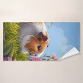 Guinee Pig's Pink Flower Paradise Badhanddoek (Badhanddoek)