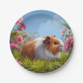 Guinee Pig's Pink Flower Paradise Papieren Bordje (Voorkant)
