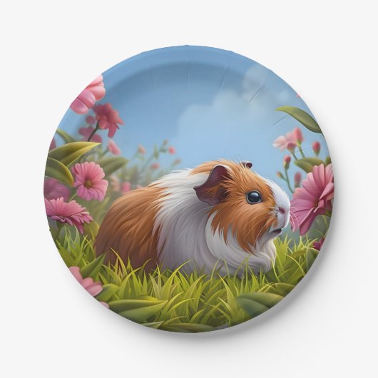 Guinee Pig's Pink Flower Paradise Papieren Bordje (Voorkant)