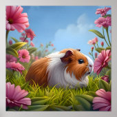 Guinee Pig's Pink Flower Paradise Poster (Voorkant)