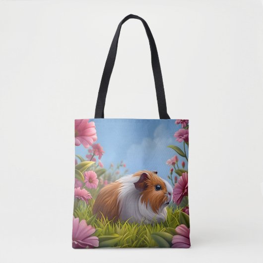 Guinee Pig's Pink Flower Paradise Tote Bag (Voorkant)