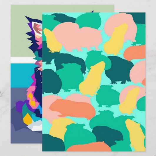 Guinee-roodroze kleuren Funny Pet Gift Ideeën Menu (Voorkant / Achterkant)