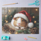 Guinee varken dragen van een Santa Hat Decoupage Tissuepapier (Craft)