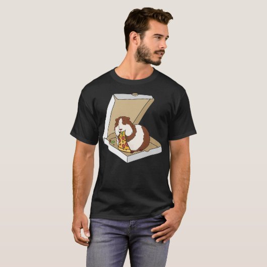 Guinee - Varkens eten Pizza Funny Pet Eigenaar Gif T-shirt (Voorkant volledig)