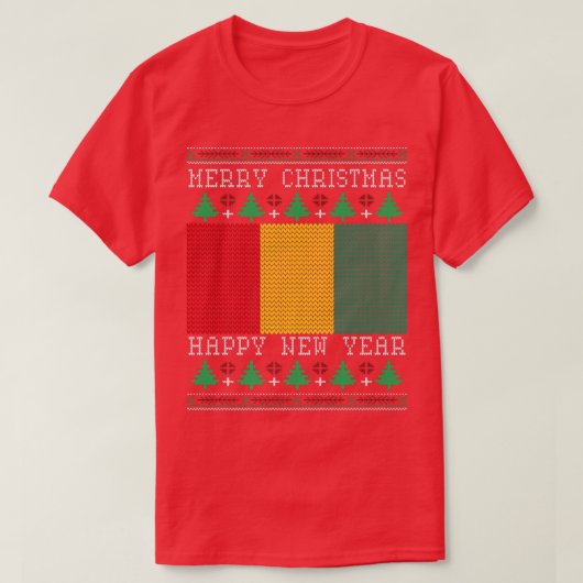Guinee vlag Ugly Kerstmis T-shirt (Design voorkant)