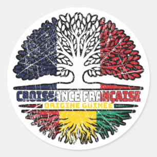 Guinese Franse boomstammen Vlag Ronde Sticker