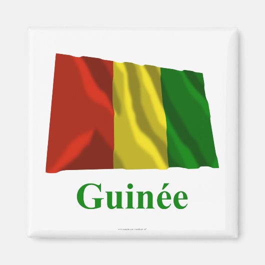 Guinese golfvlag met naam in het Frans Magneet (Voorkant)