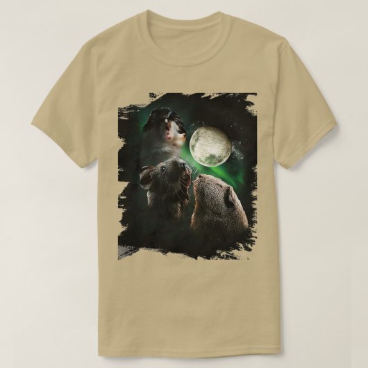 Guinese pig 3 Moon Wolf Howling T-shirt (Design voorkant)