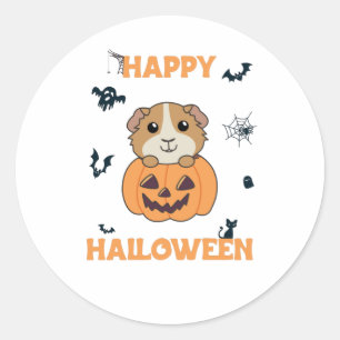 Guinese pompoen zoete dieren Happy Halloween Ronde Sticker