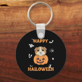 Guinese pompoen zoete dieren Happy Halloween Sleutelhanger (Voorkant)