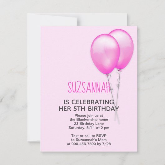 Guinese roze ballonnen kaart (Achterkant)