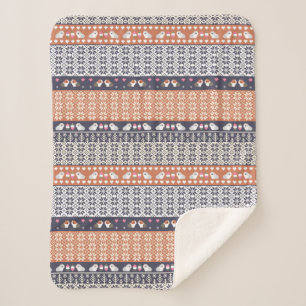Guinese Vargen Fair Isle Pattern Sherpa Deken