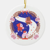 Guinese varken en Capybara Winter Village Keramisch Ornament (Voorkant)