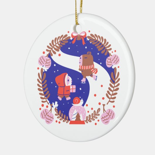 Guinese varken en Capybara Winter Village Keramisch Ornament (Links)