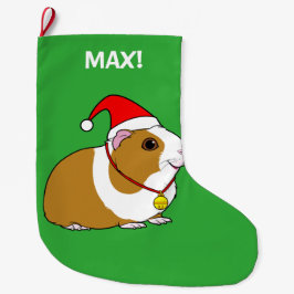 Guinese varken in een Santa Hat en Bow Grote Kerstsok