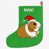 Guinese varken in een Santa Hat en Bow Grote Kerstsok (Achterkant)