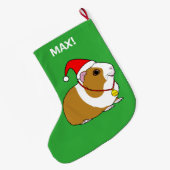 Guinese varken in een Santa Hat en Bow Grote Kerstsok (Achterkant (Hangend))