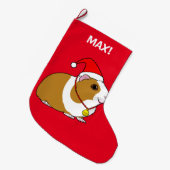 Guinese varken in een Santa Hat en Bow Grote Kerstsok (Voorkant (Hangend))