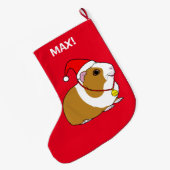 Guinese varken in een Santa Hat en Bow Grote Kerstsok (Achterkant (Hangend))