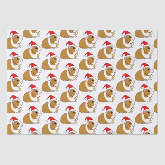 Guinese varken in een Santa Hat met Kerstmis Tissuepapier (Voorkant)