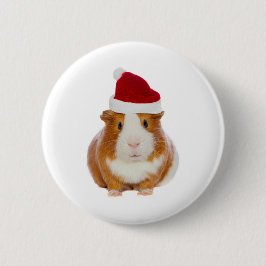 Guinese varken in het pet van Santa Ronde Button 5,7 Cm