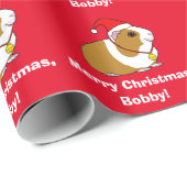 Guinese varken in Santa Hat Name  Cadeaupapier (Rol Hoek)