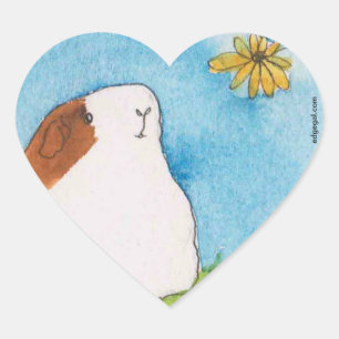 Guinese varken met bloementapier hart sticker